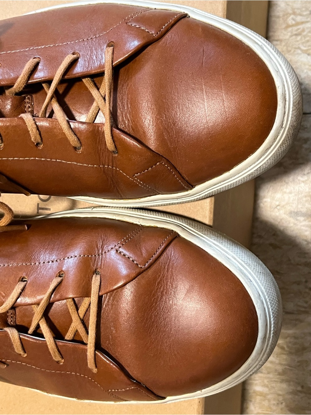 Granstone saddle Tan Minerva Leather Low-Top Sneakers - Picture 6 of 12